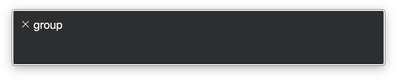 VoiceOver announcement, which simply reads 'group'